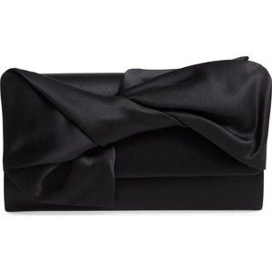 Bow Flap Satin Clutch